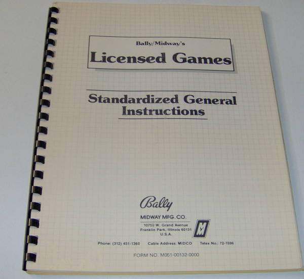 (image for) Bally / Midway Licensed Games-Standardized General Instructions